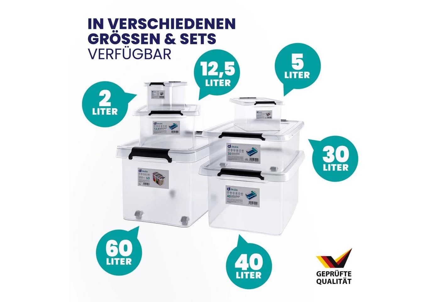 Deuba Aufbewahrungsbox Kunststoff transparent stapelbar mit Deckel - Bild 3