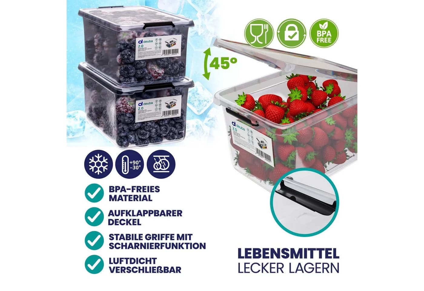 Deuba Aufbewahrungsbox Kunststoff transparent stapelbar mit Deckel - Bild 4