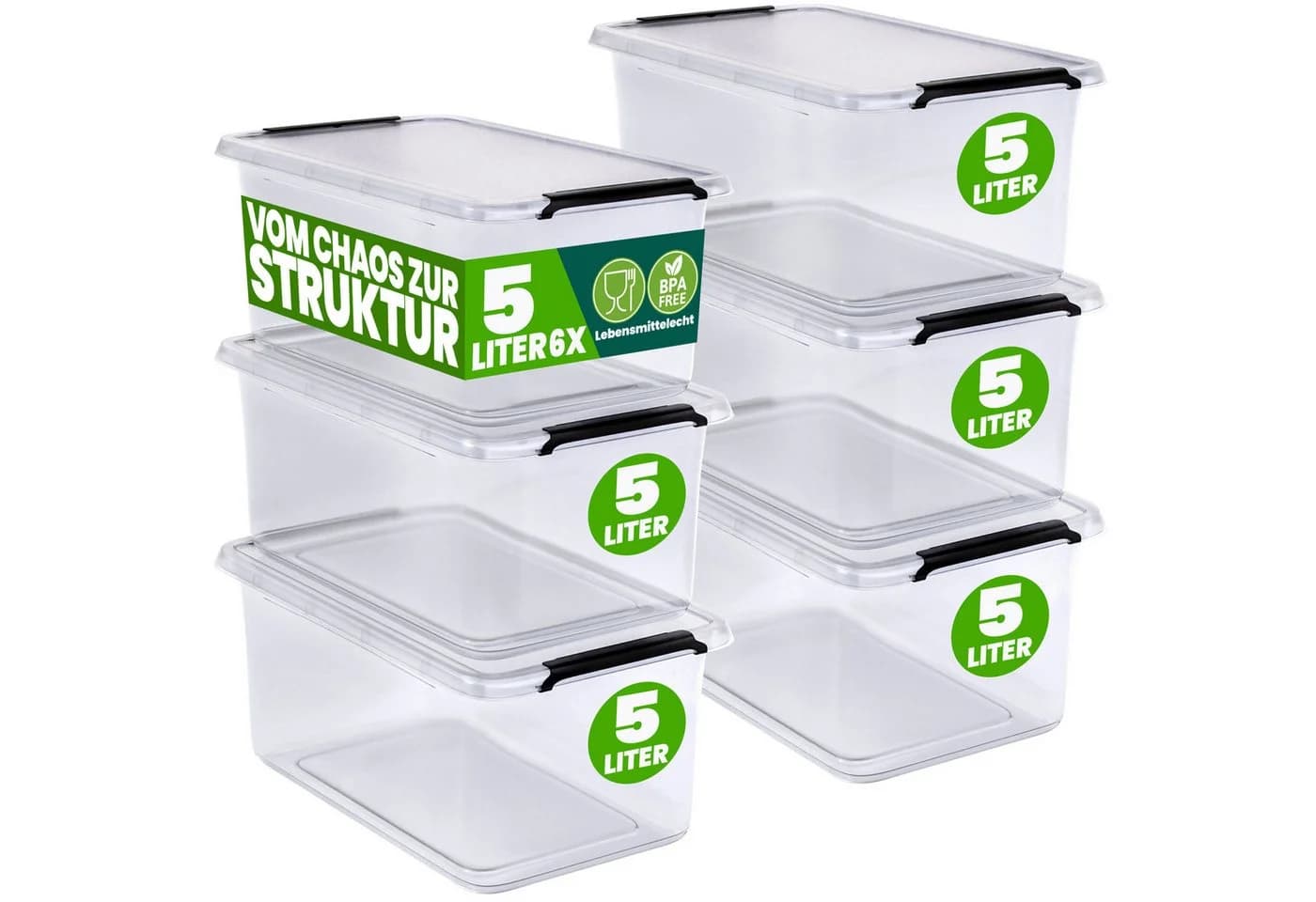 Deuba Aufbewahrungsbox 5L Transparent Kunststoff Stapelbar BPA-frei - Bild 2