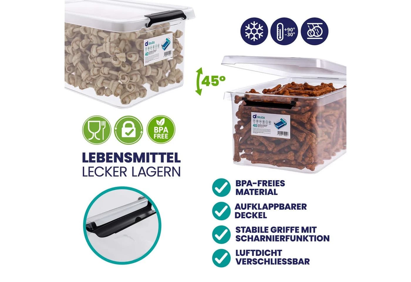 Deuba Aufbewahrungsbox 40L Transparent Kunststoff Stapelbar - Bild 4