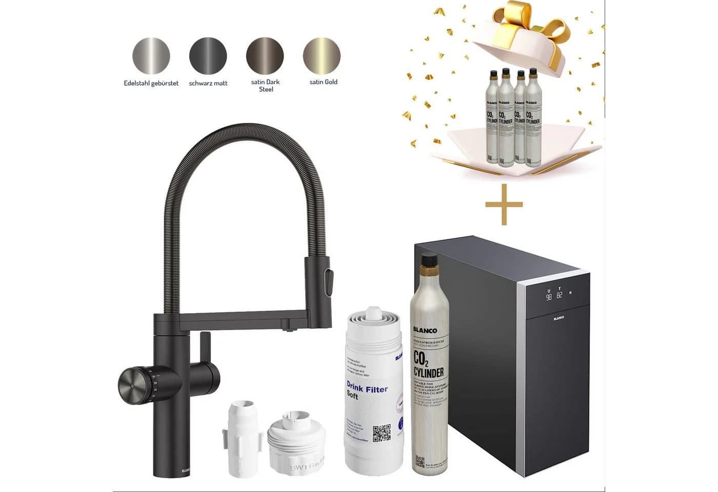 Blanco Choice Icona 6-in-1 Küchenarmatur Schwarz Matt mit Kühl- & CO₂-Einheit - Bild 2