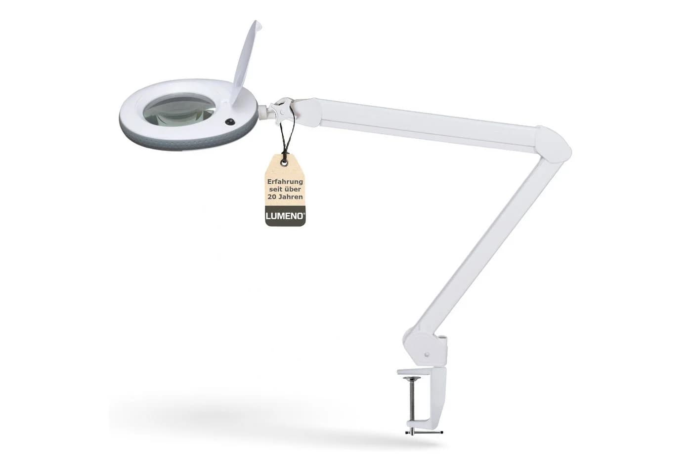 Lumeno Lupenlampe 721X LED mit Tischklemme und Echtglaslinse Grau/Weiß - Bild 2