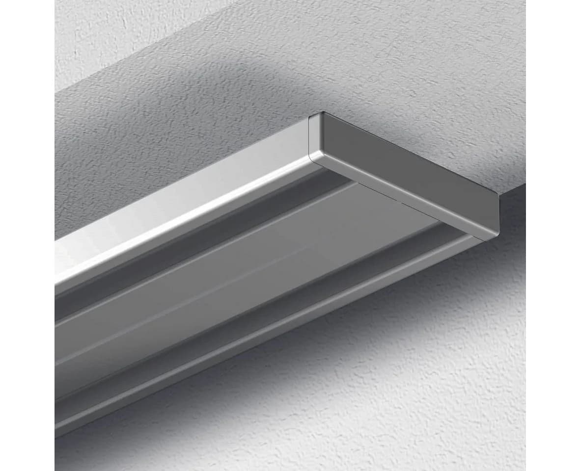 Garduna Vorhangschiene Wendeschiene Aluminium 1-2-läufig Weiß/Silber