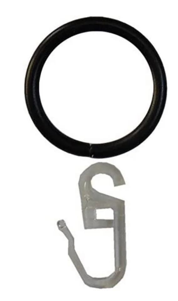 Garduna Gardinenring Set Schwarz für Ø16 & Ø20mm Stangen mit Faltenhaken - Bild 3