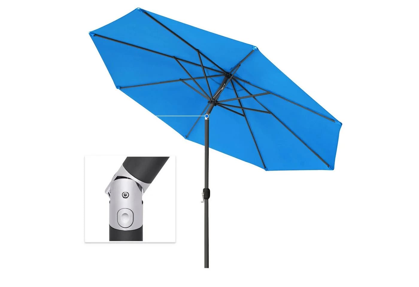 paramondo Sonnenschirm 3,5m rund blau Kurbel Knickbar Anthrazit - Bild 4