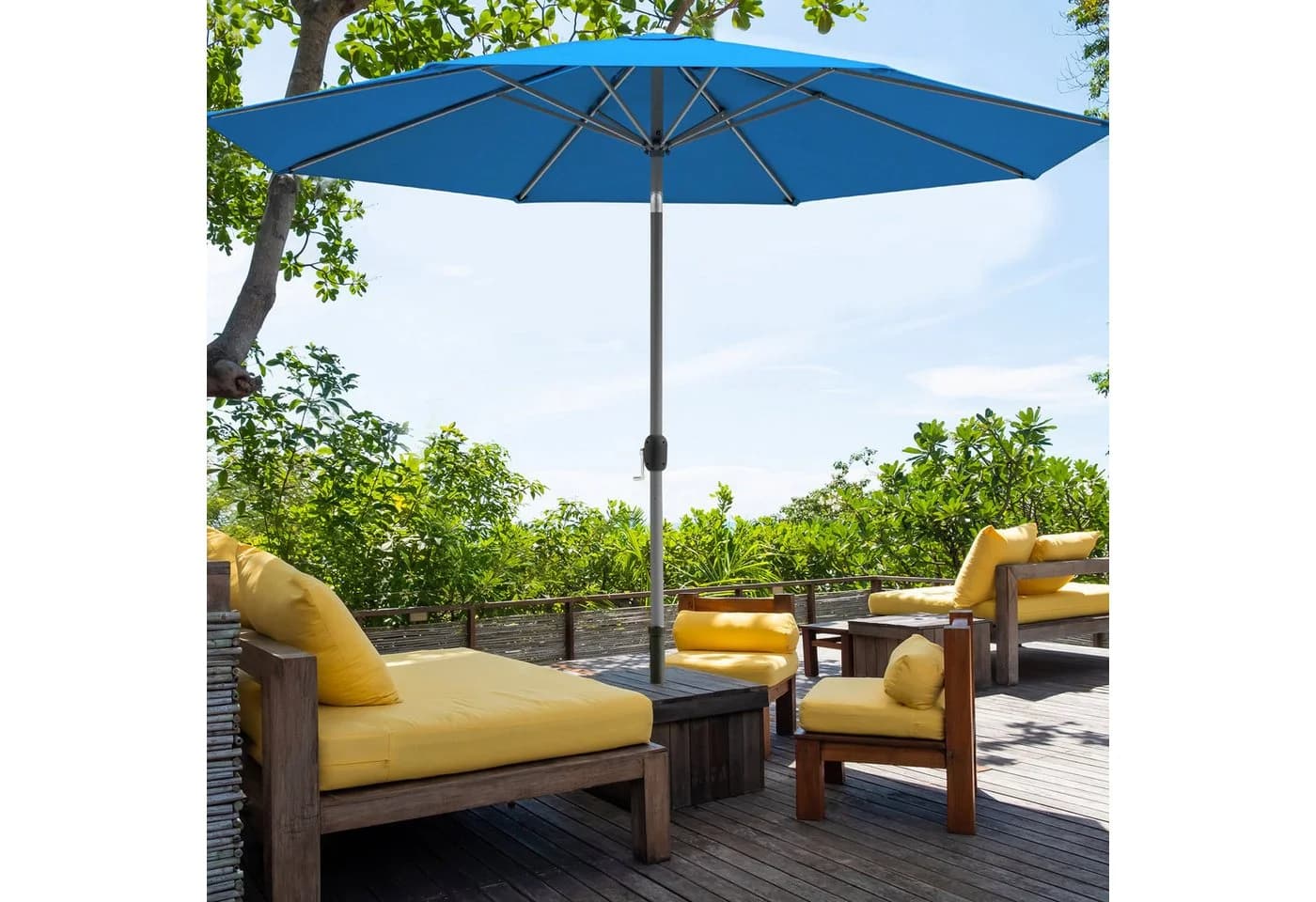 paramondo Sonnenschirm 3,5m rund blau Kurbel Knickbar Anthrazit - Bild 5