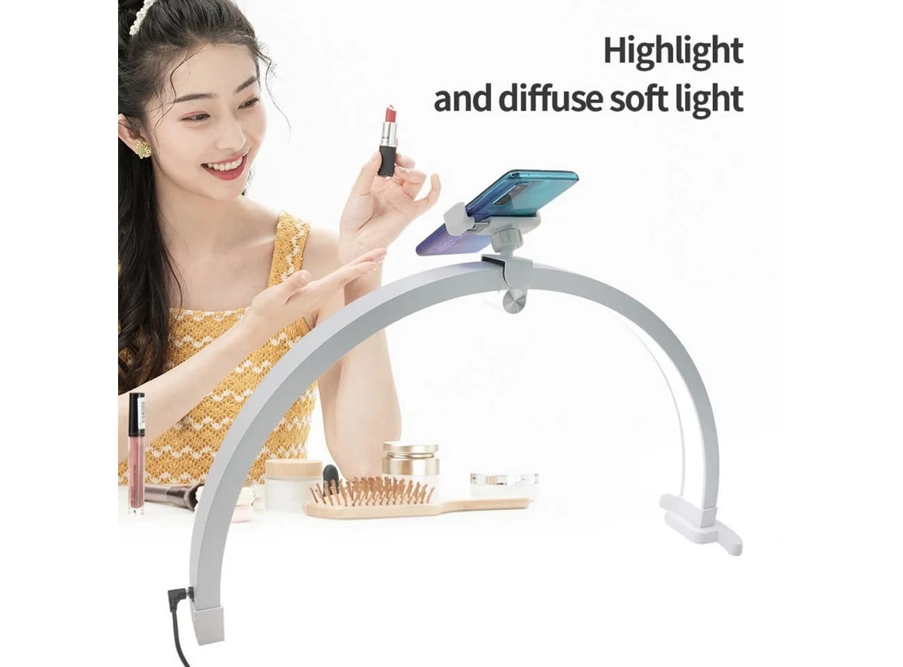 ayex UV-Reflektorlampe Halbmond Beauty Light + Handyhalterung für Nagelkunst und Wimpern - Bild 4