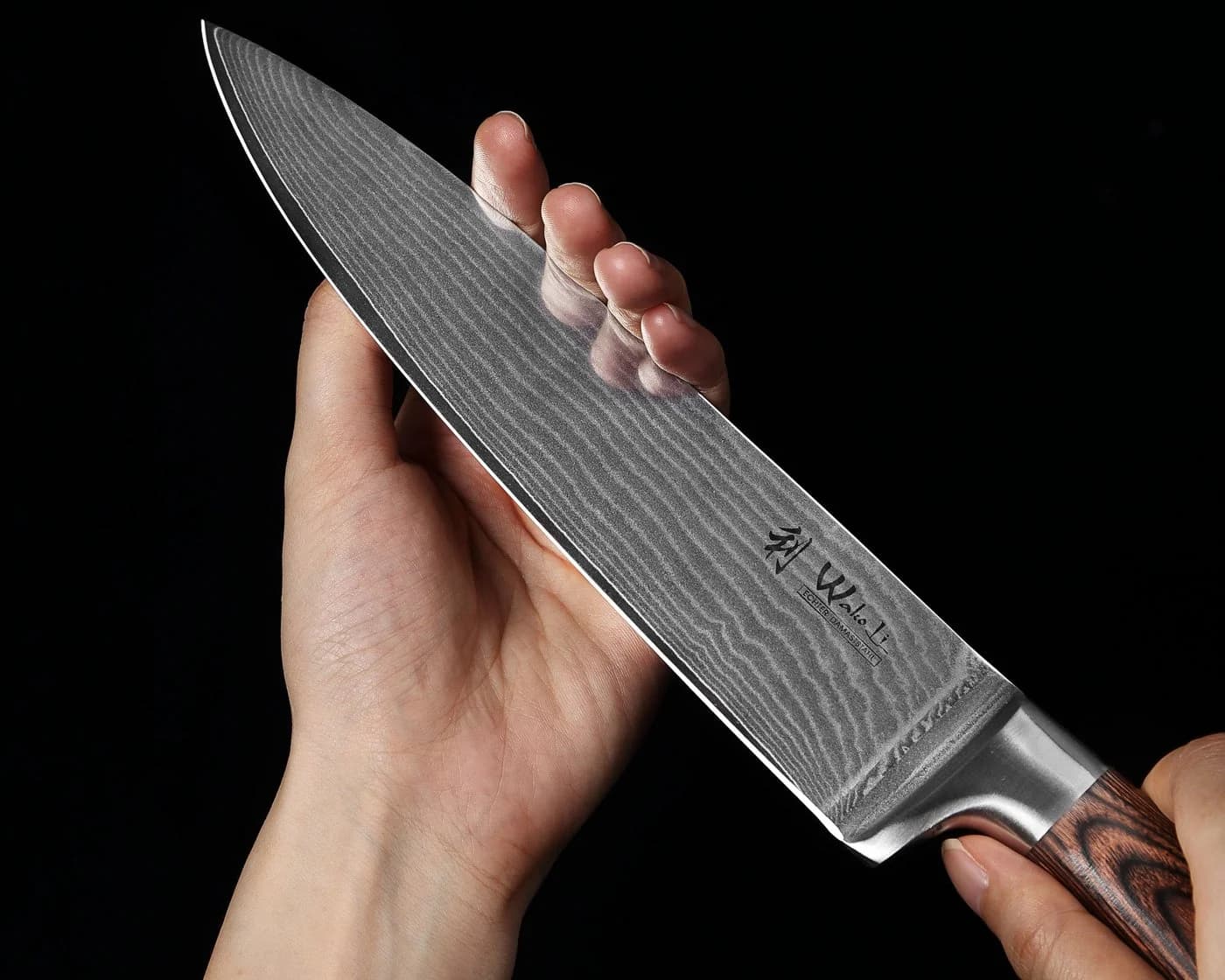 Wakoli Damastmesser-Set 6-tlg. mit Pakkaholzgriffen & Geschenkbox