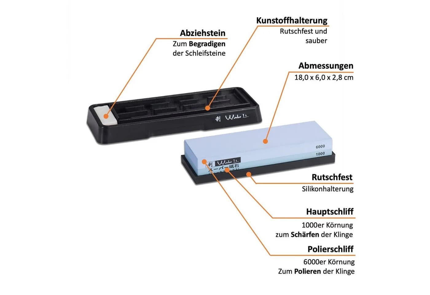 Wakoli Nass-Wetzstein 1000er & 6000er Körnung mit Sockel - Bild 3