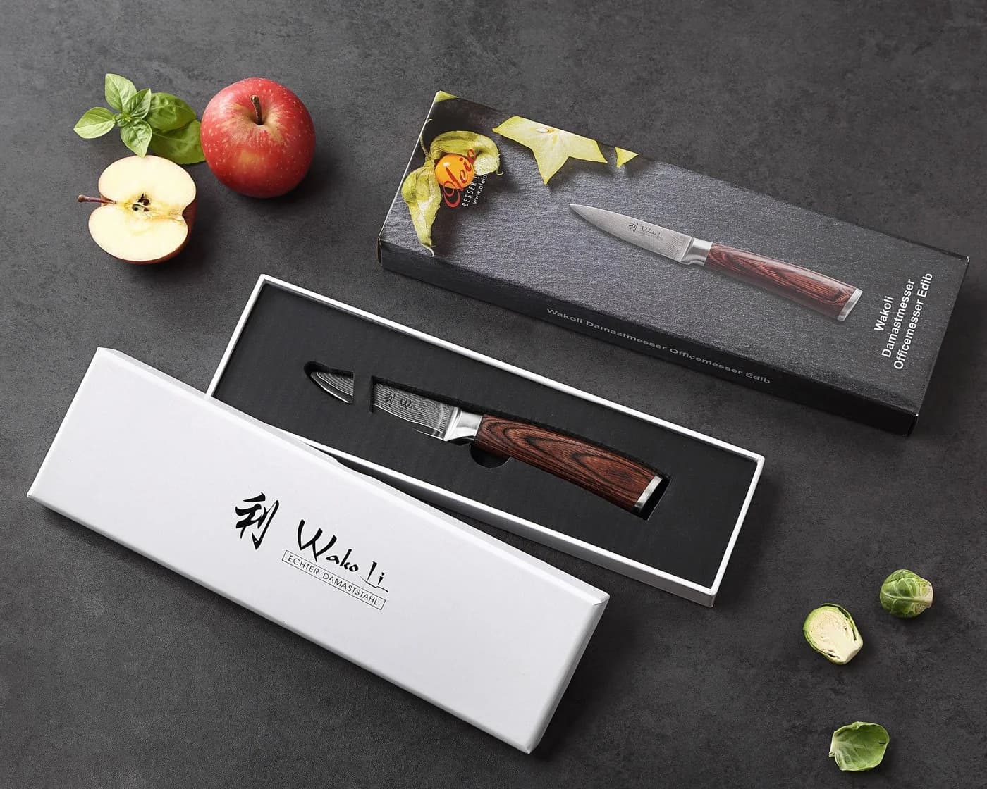 Wakoli Damastmesser EDIB 8 cm Klinge Pakkaholzgriff