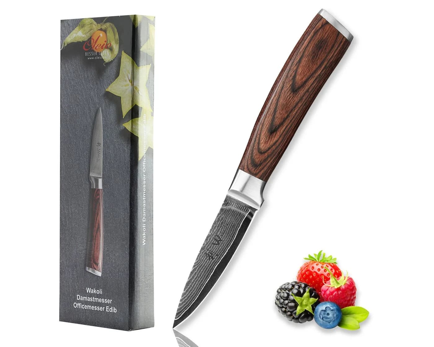 Wakoli Damastmesser EDIB 8 cm Klinge Pakkaholzgriff - Bild 2