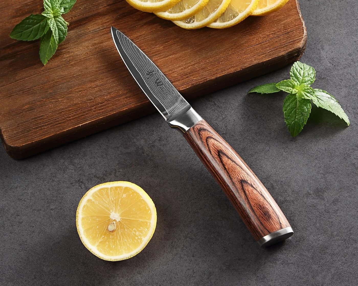 Wakoli Damastmesser EDIB 8 cm Klinge Pakkaholzgriff - Bild 3