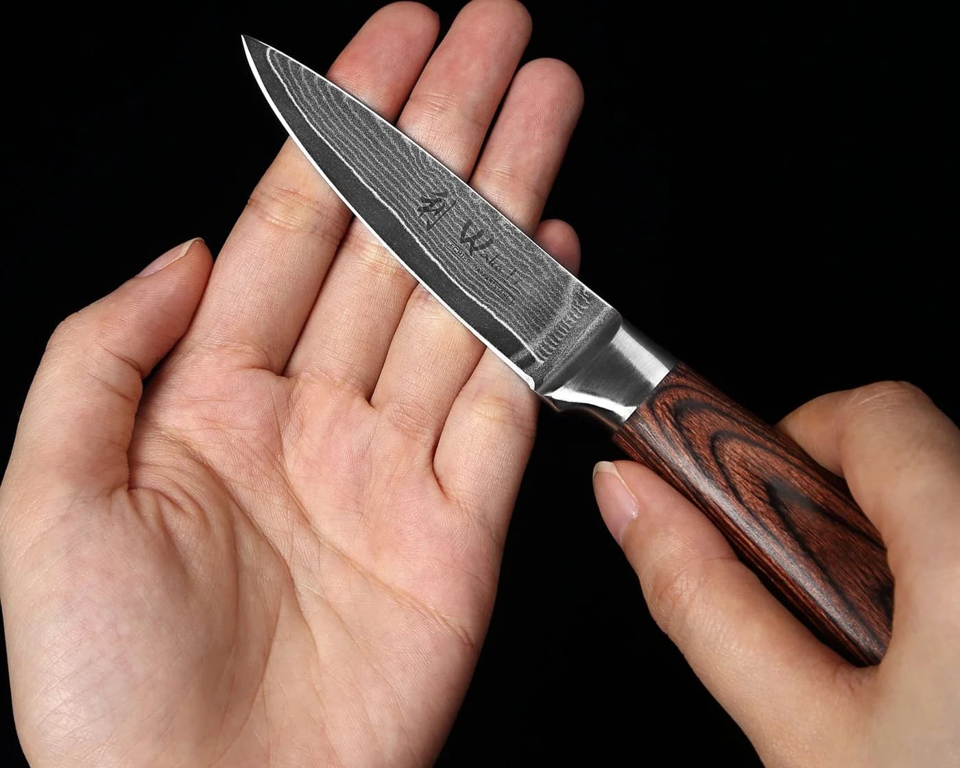 Wakoli Damastmesser EDIB 8 cm Klinge Pakkaholzgriff - Bild 5