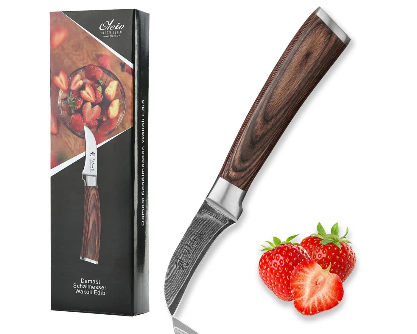Wakoli Damast Schälmesser EDIB 6 cm Klinge Pakkaholzgriff - Bild 2