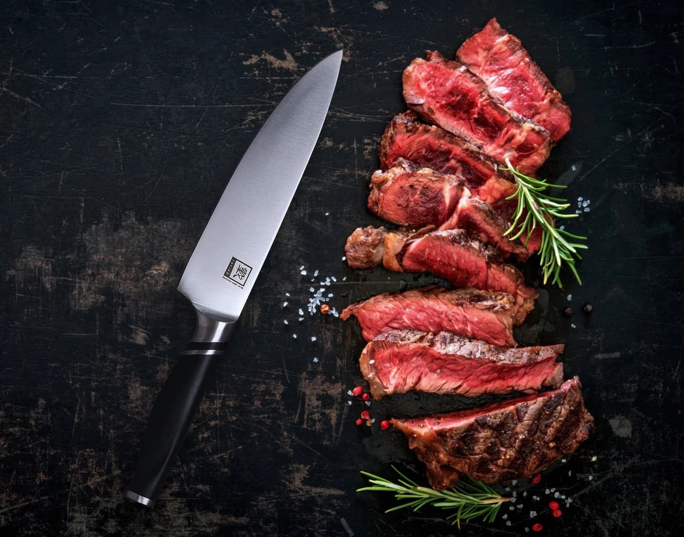 ZAYIKO NAMI Chefmesser 20 cm Edelstahl ABS Griff Schwarz/Silber
