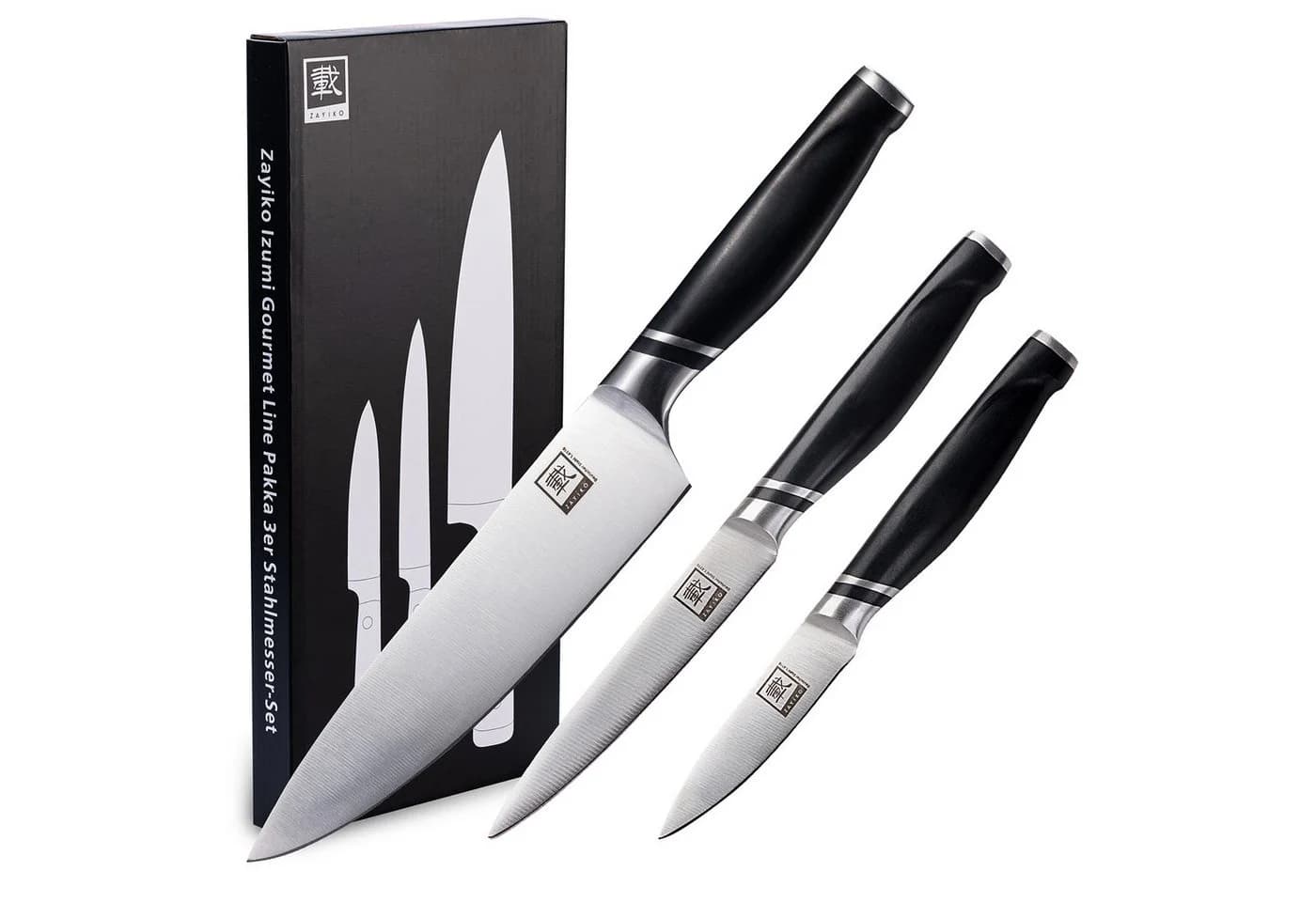 ZAYIKO 3er Küchenmesser-Set Edelstahl Schwarz - Bild 2