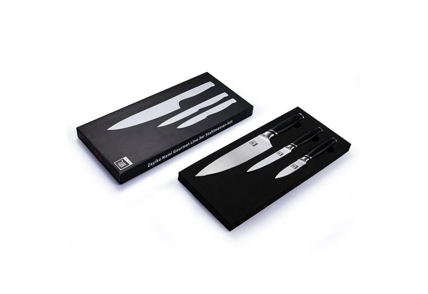 ZAYIKO 3er Küchenmesser-Set Edelstahl Schwarz - Bild 3