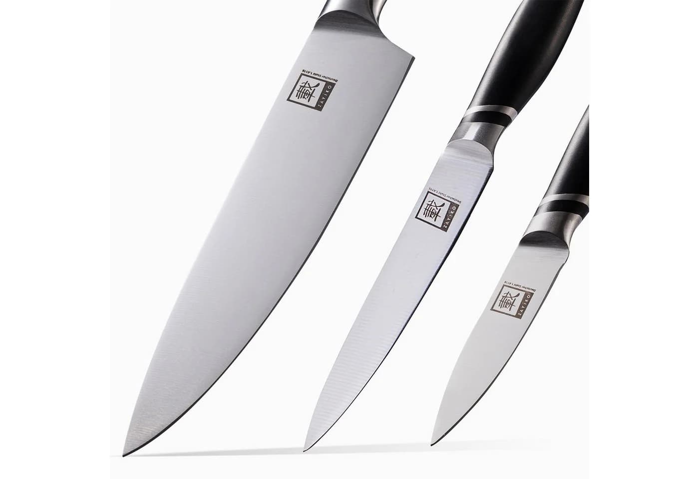 ZAYIKO 3er Küchenmesser-Set Edelstahl Schwarz - Bild 4