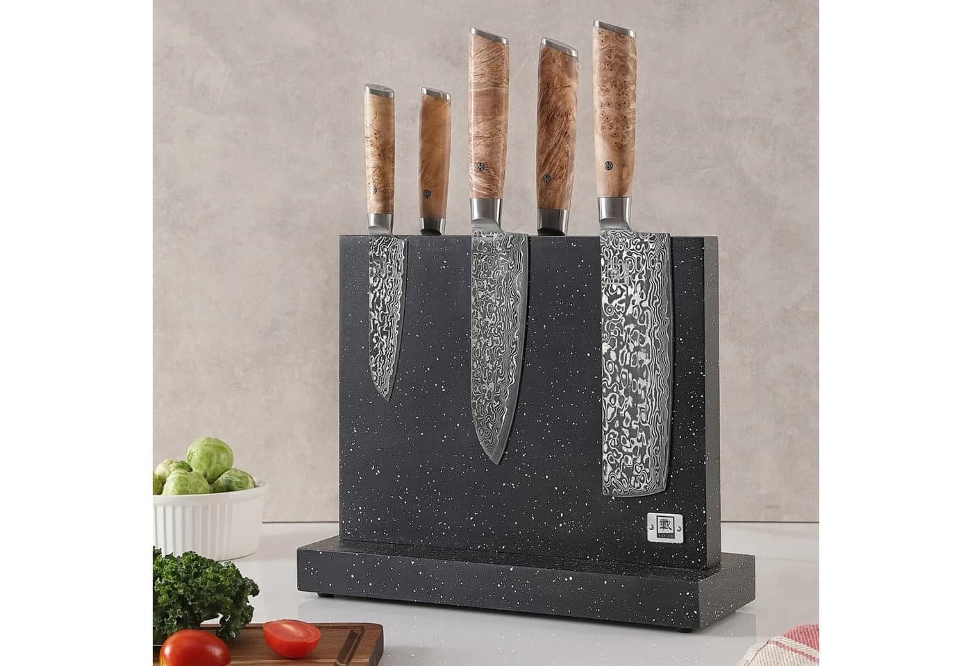 ZAYIKO Magnet-Messerblock Schwarz Marmoroptik