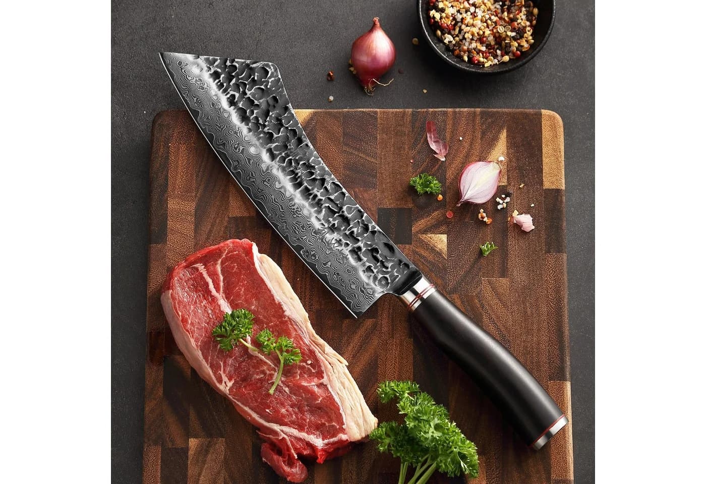 Wakoli EBO Hakata Bocho Damast Fleischmesser 22,5 cm Klinge VG10 Kern