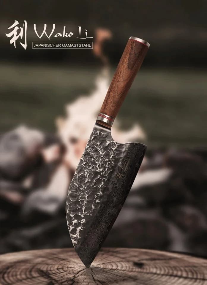 Wakoli Asiamesser Nussbaum Damast Premium Kochmesser 20,5 cm