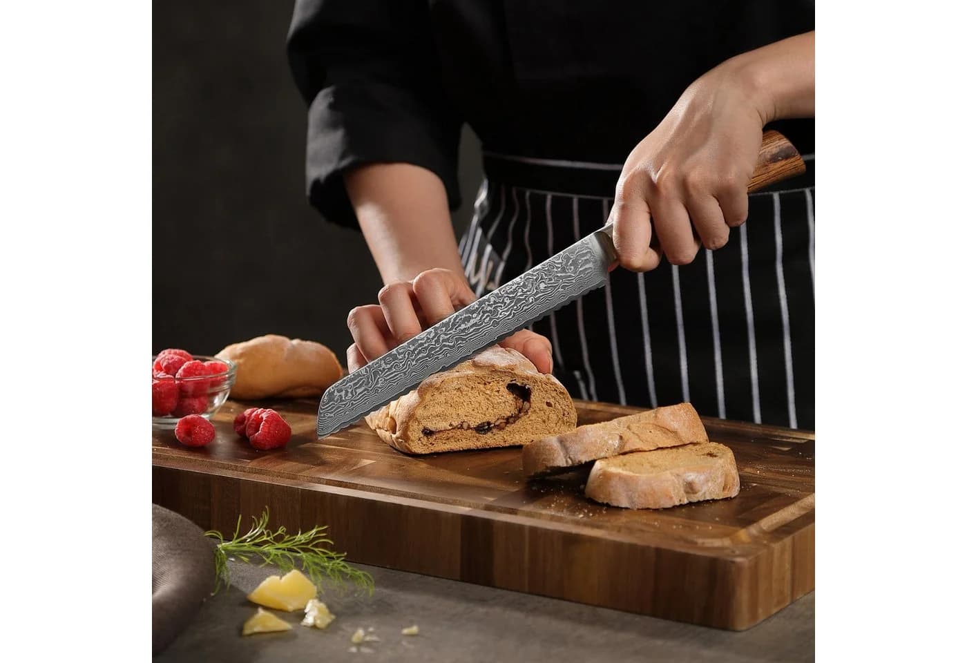 Wakoli Damastmesser EDIB Pro 20cm Wellenschliff Pakkaholzgriff - Bild 4