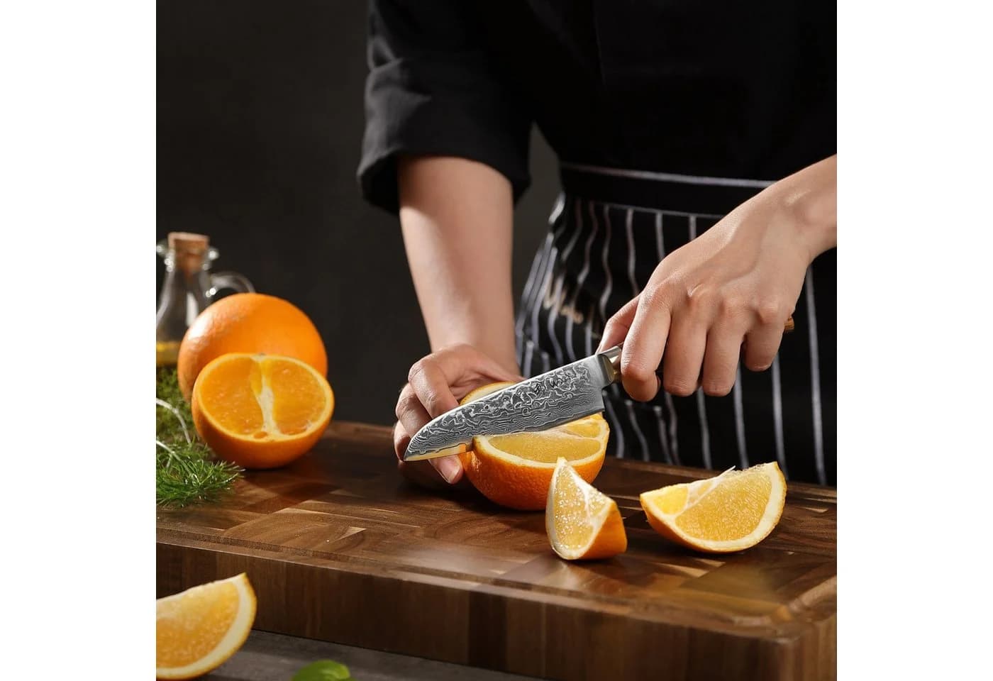 Wakoli Damast Santoku Messer 11cm VG-10 Kern Pakkaholzgriff Braun - Bild 3