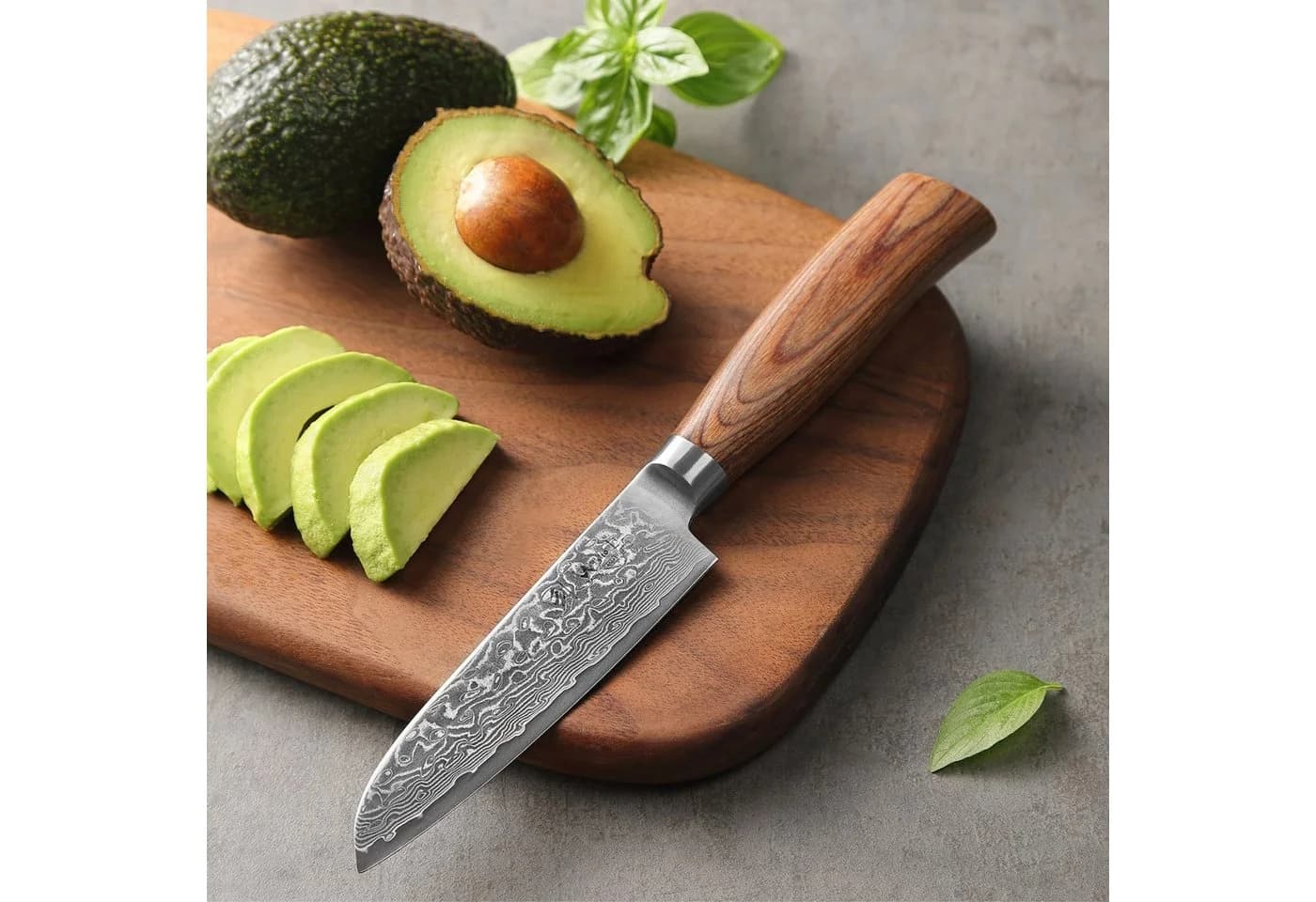 Wakoli Damast Santoku Messer 11cm VG-10 Kern Pakkaholzgriff Braun - Bild 5