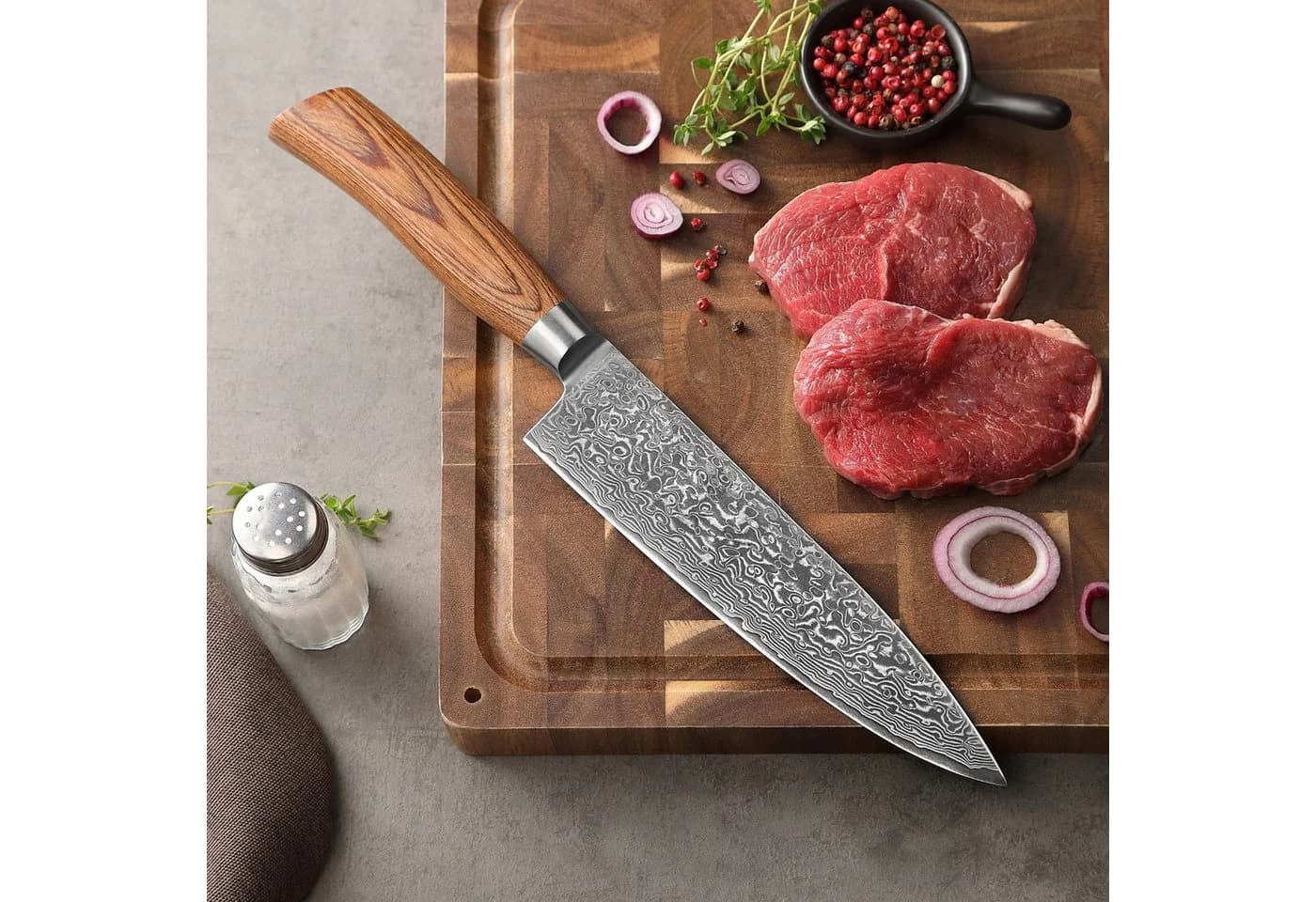 Wakoli Damastmesser EDIB Pro 20cm VG-10 Pakkaholzgriff