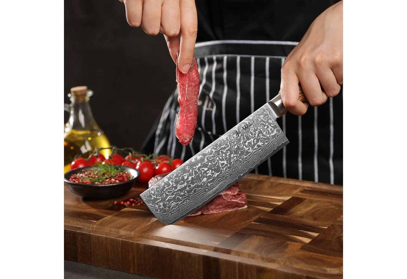 Wakoli Damastmesser EDIB Pro Nakiri 18cm Pakkaholzgriff