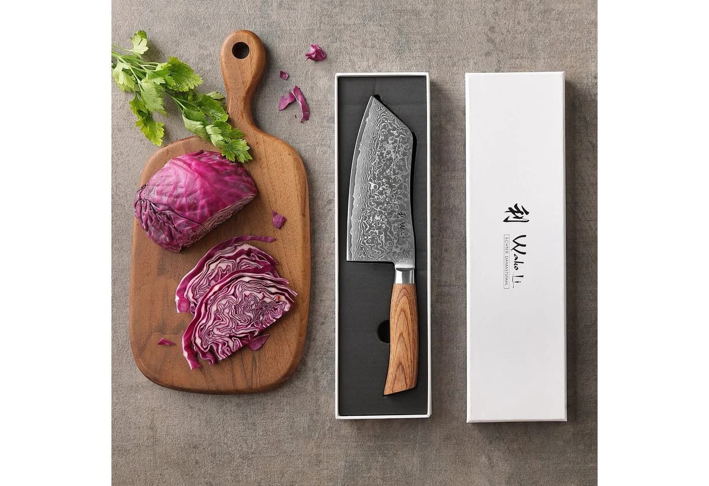 Wakoli Damastmesser EDIB Pro Chai Dao 17cm Pakkaholzgriff