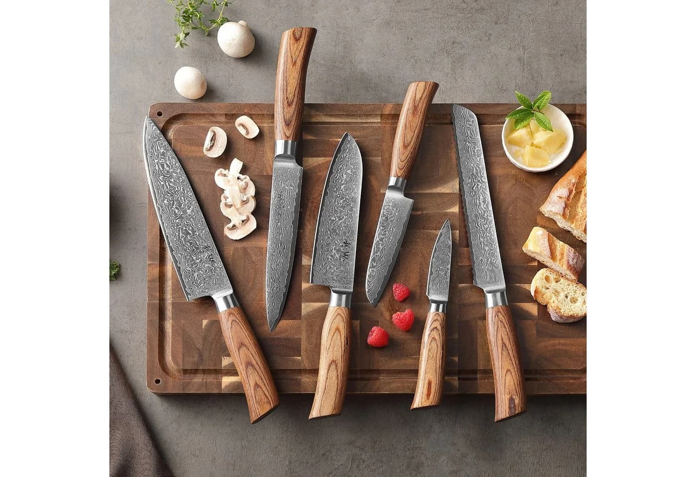 Wakoli Messer-Set Edib Pro 6 Damastmesser Pakkaholzgriffe