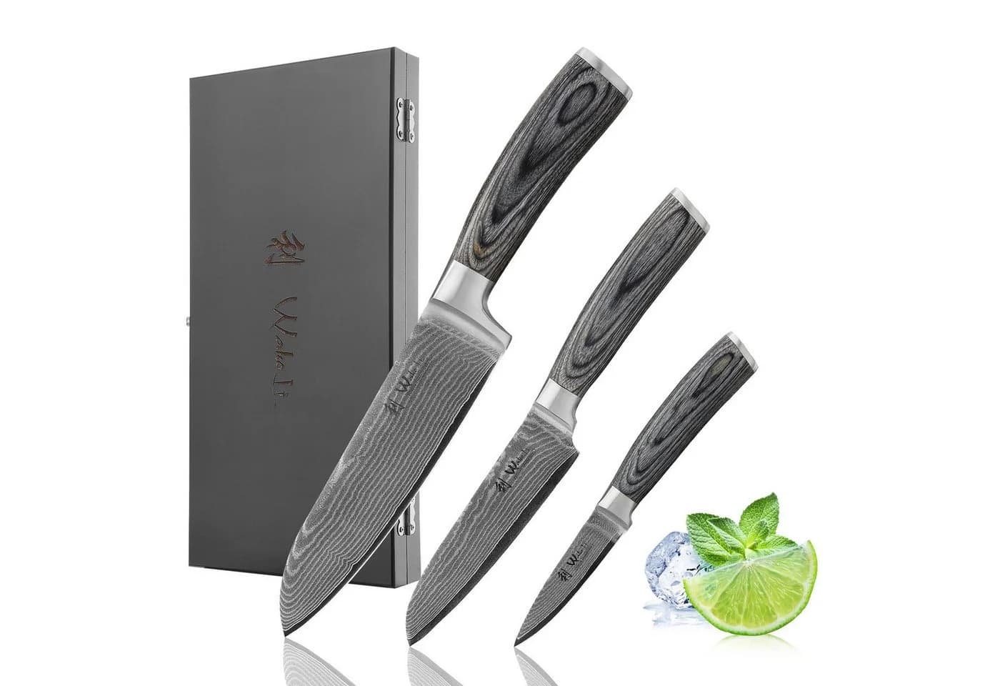 Wakoli EDIS 3er Damastmesser-Set mit Pakkaholzgriffen - Bild 2