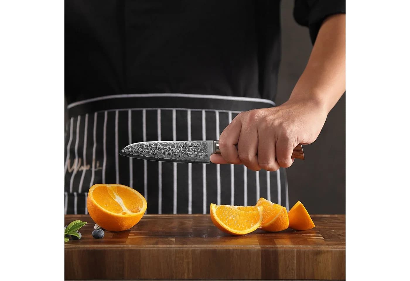 Wakoli Damastmesser Set 2-tlg. Santoku 11 & 16cm Pakkaholzgriffe - Bild 3
