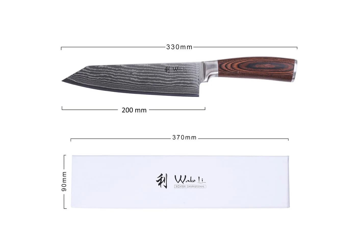 Wakoli Damastmesser Kiritsuke 20 cm VG10 Kern Pakkaholzgriff - Bild 4