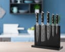 Wakoli Messer-Set Elite Cuisine 5 Damastmesser & Magnetblock Schwarz/Silber Bild 1