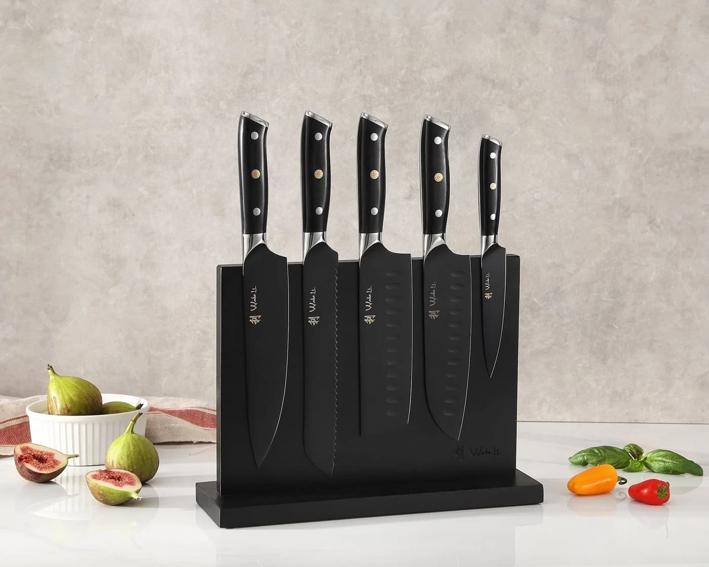 Wakoli Messer-Set Titanium Noir 5-tlg. Edelstahl mit magnetischem Block Schwarz - Bild 5