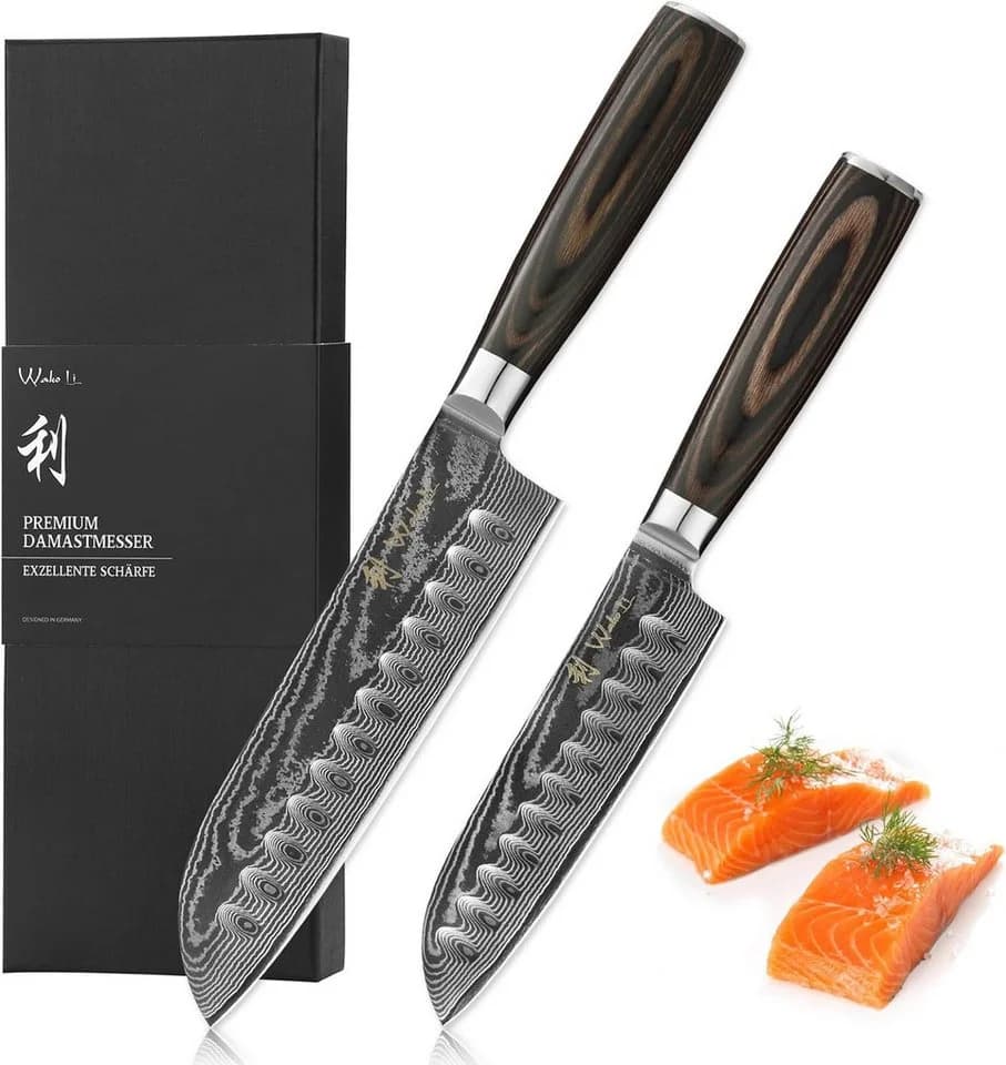 Wakoli 2-tlg. Damast Santoku-Messer-Set mit VG10 Kern & Pakkaholzgriff - Bild 2