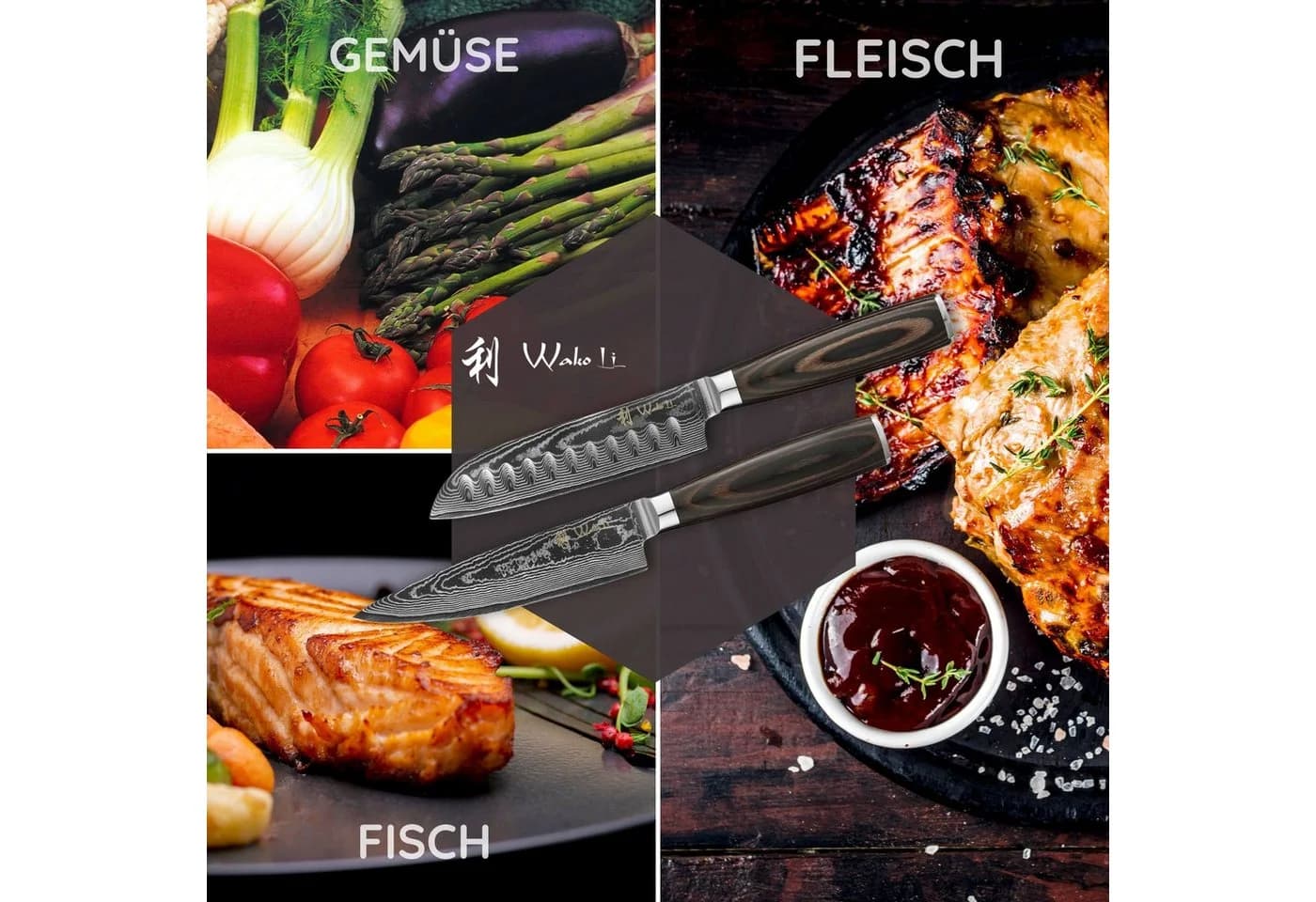 Wakoli 2er Damastmesser-Set EDIB Essentials mit Pakkaholzgriff - Bild 4