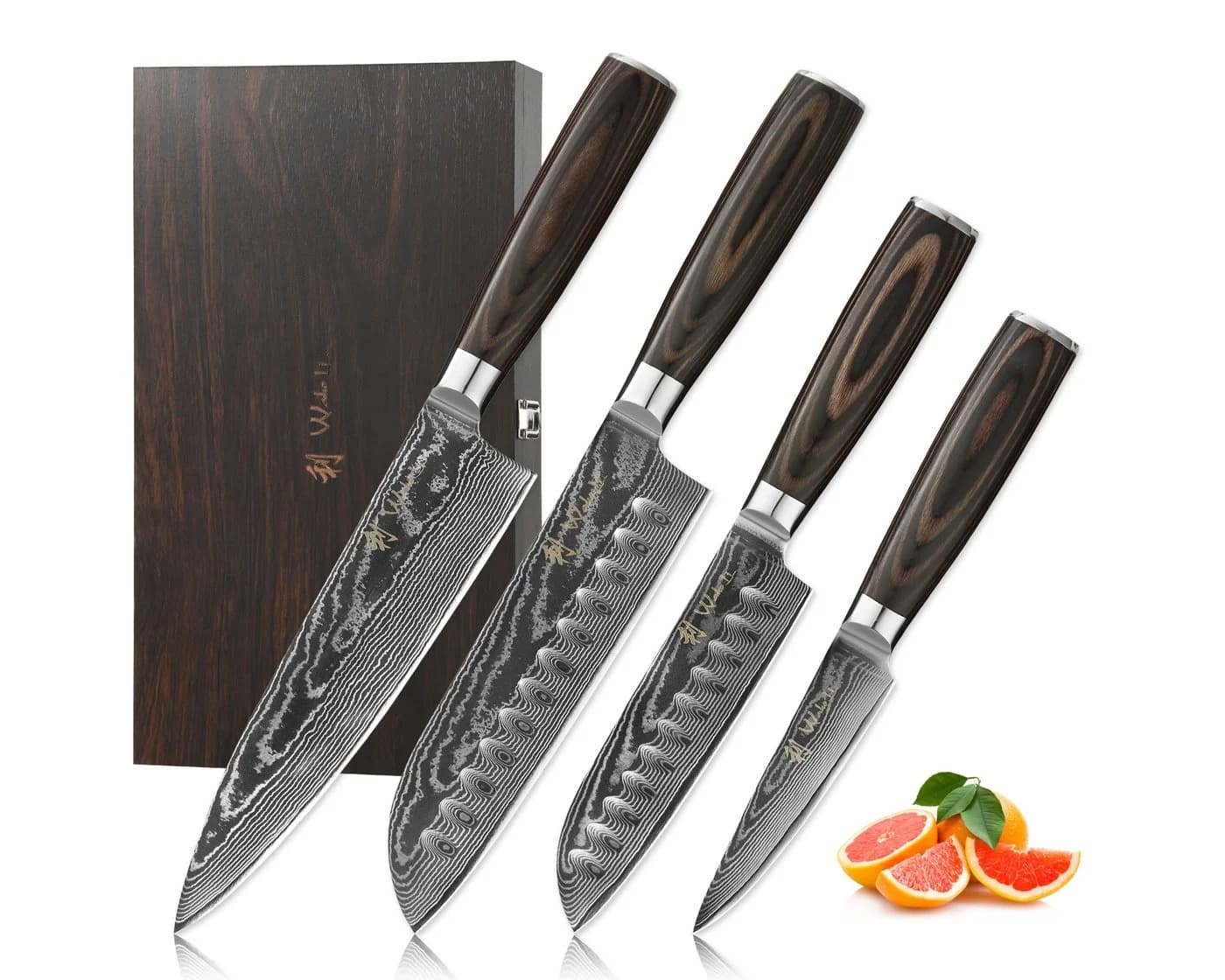 Wakoli 4-tlg. Damastmesser-Set EDIB Essentials mit VG-10 Kern & Pakkaholzgriff - Bild 2