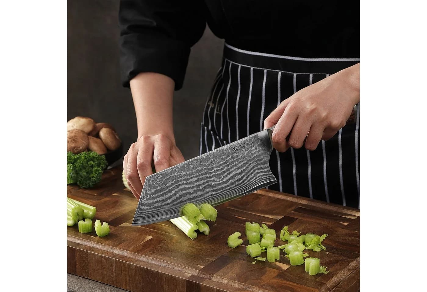 Wakoli Damastmesser Chai Dao 19 cm Pakkaholzgriff VG10 - Bild 4