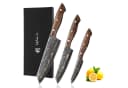 Wakoli Messer-Set 3-tlg. Damaststahl mit Kupfereinlage Ahornwurzelholz Bild 2
