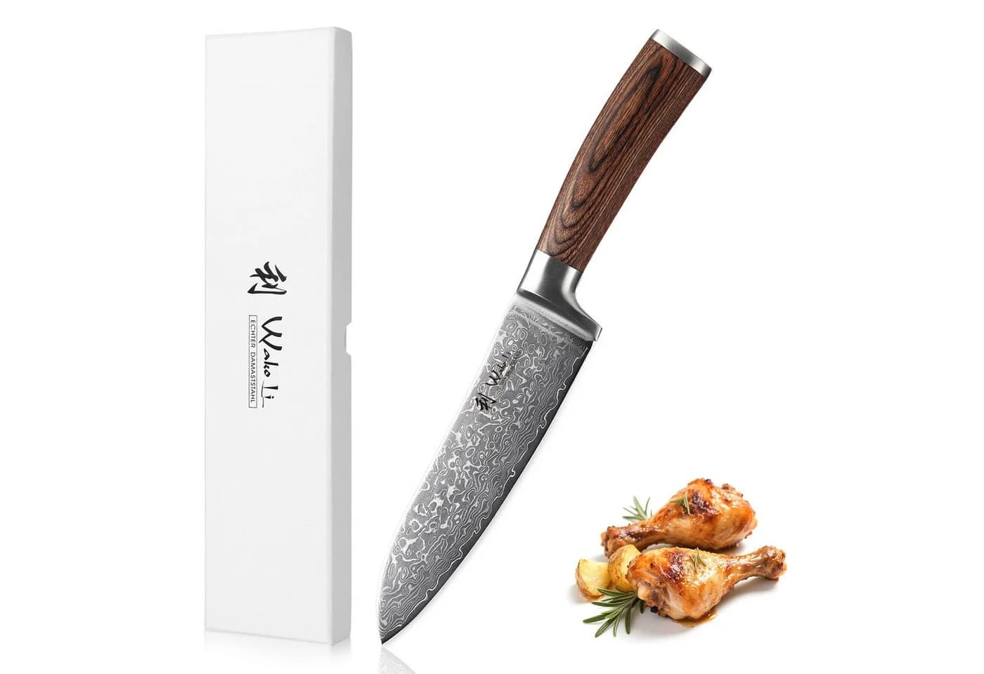 Wakoli Santokumesser EDIB Sakura Damast 20 cm Pakkaholz - Bild 2