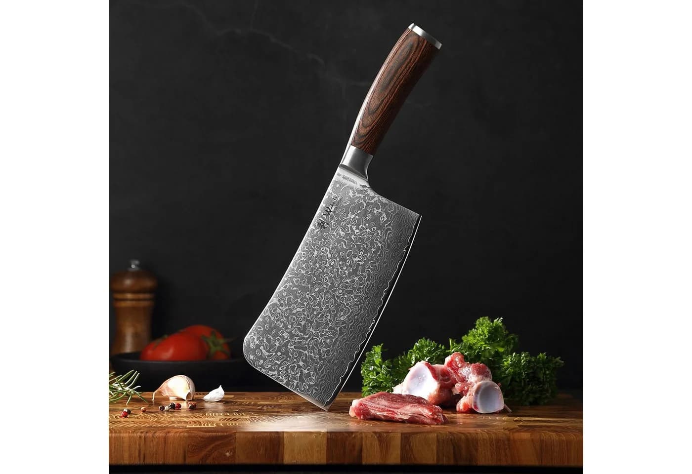 Wakoli Hackmesser EDIB Sakura Damast 18 cm VG-10 Pakkaholz