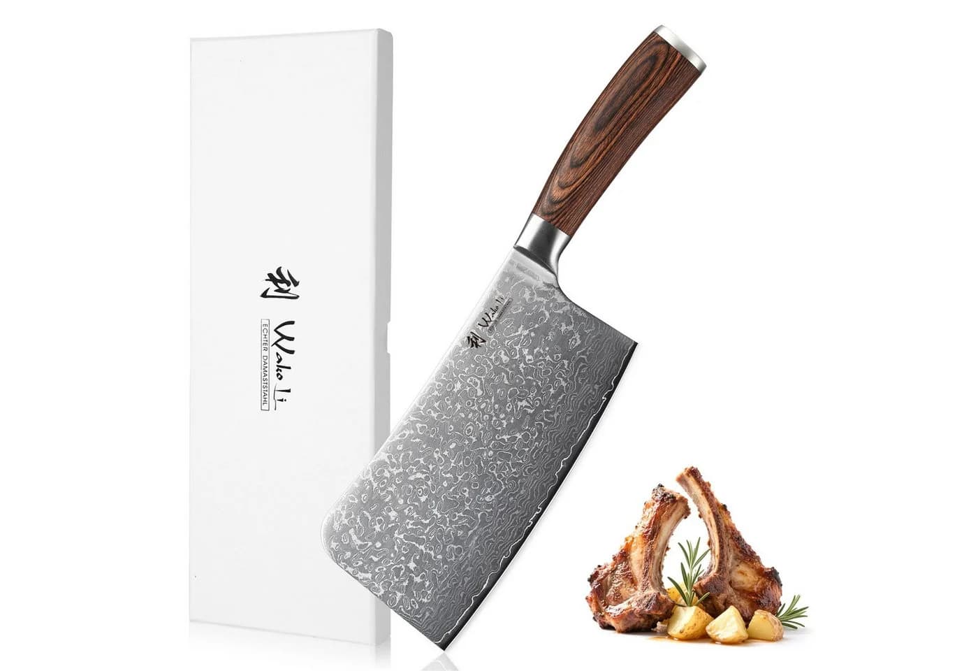 Wakoli Hackmesser EDIB Sakura Damast 18 cm VG-10 Pakkaholz - Bild 2