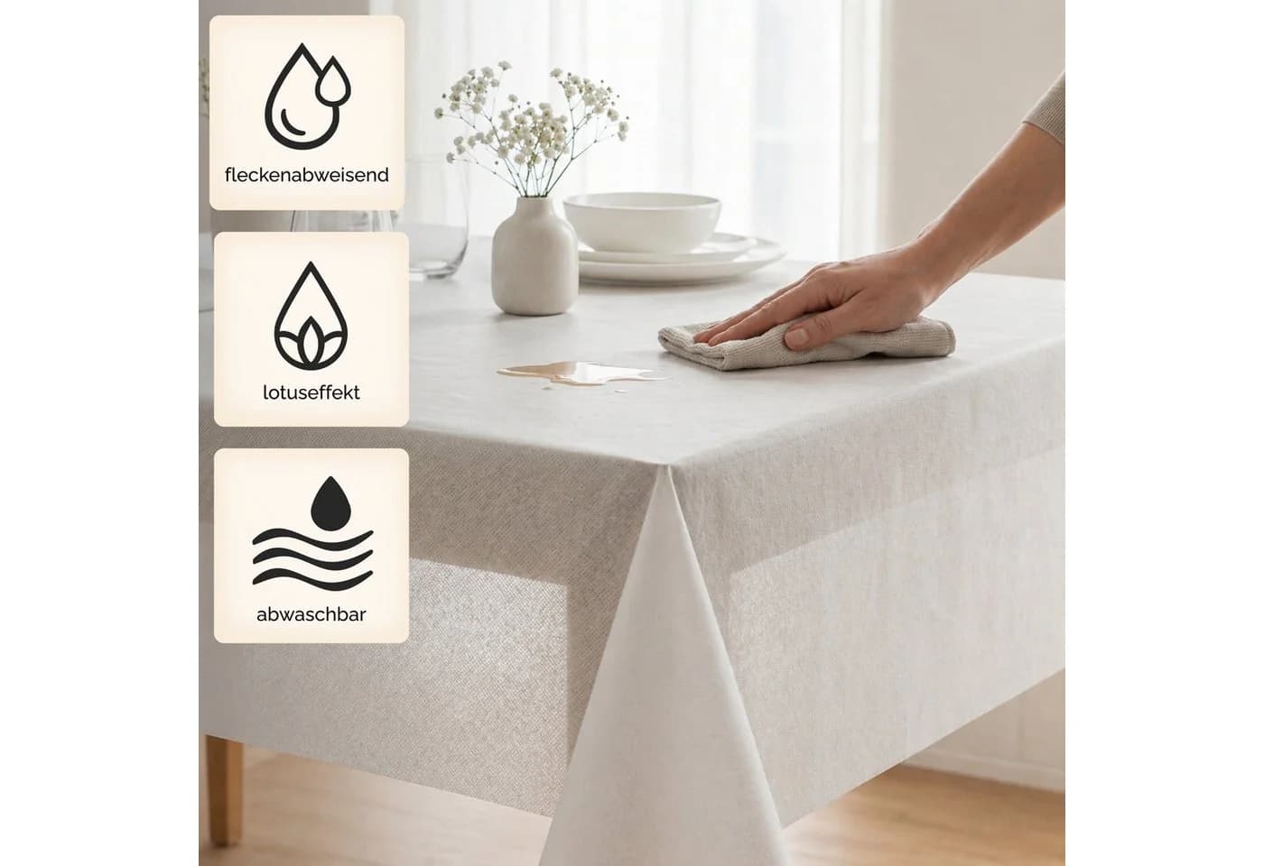 Sensalux Tischdeckenrolle Creme Lotuseffekt Vlies 1,10m x 25m - Bild 5