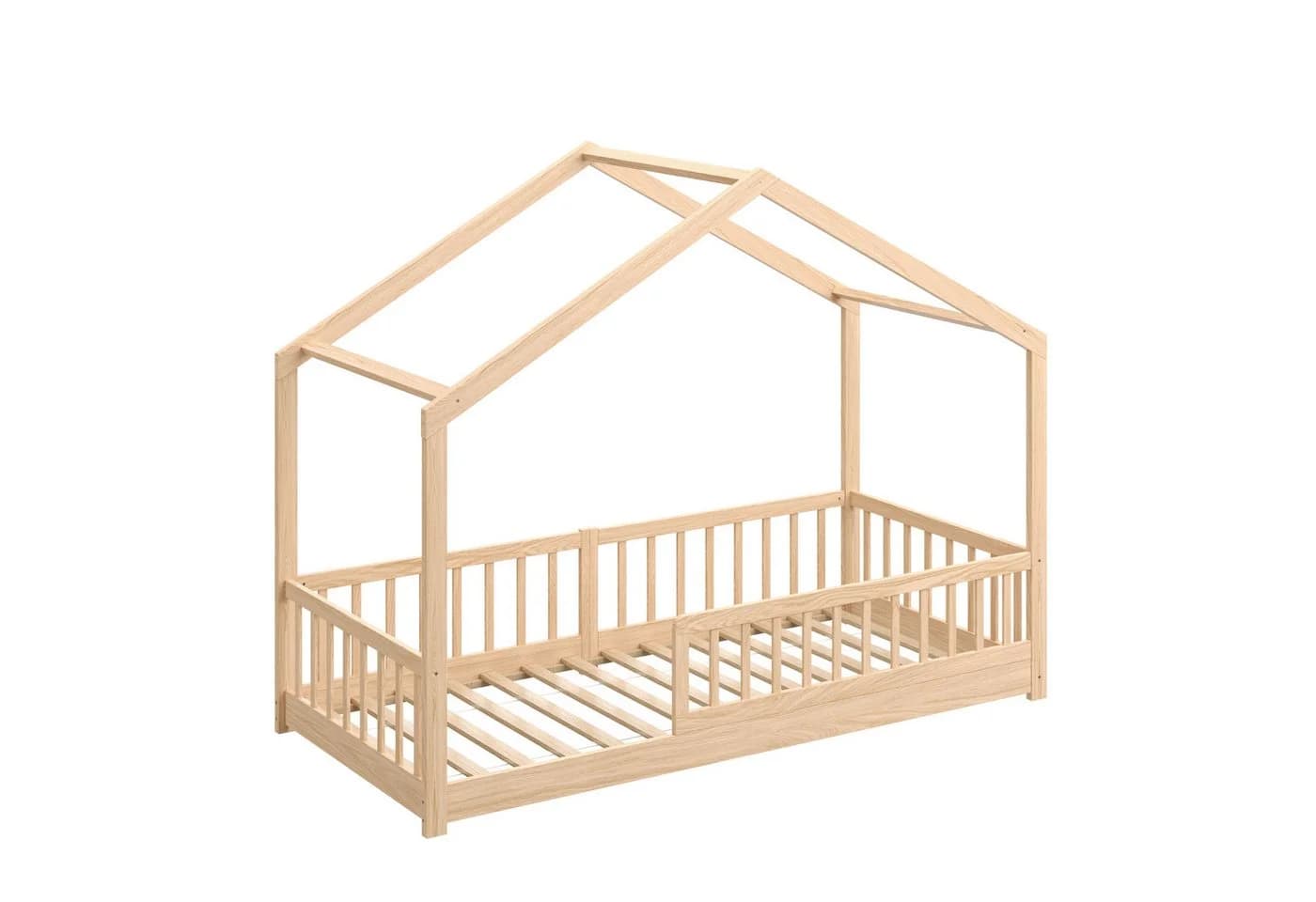 CADANI Kinderbett Malte Hausbett Bodenbett Kiefer Massivholz