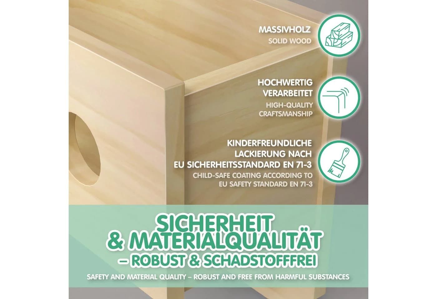 CADANI Wandgarderobe Kinder Massivholz Montessori - Bild 4