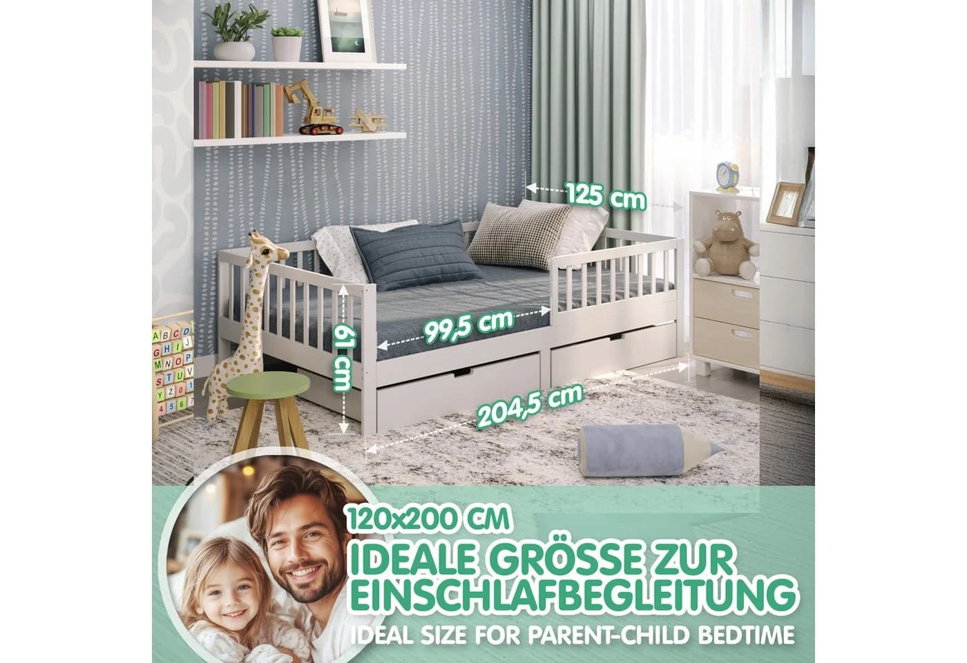 CADANI Kinderbett Nik Weiß Massivholz - Bild 3