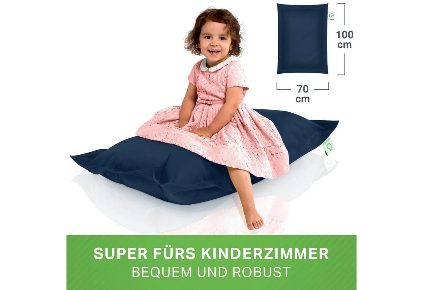 Green Bean Kinder-Sitzsack 70x100cm 70L EPS-Perlen Dunkelblau
